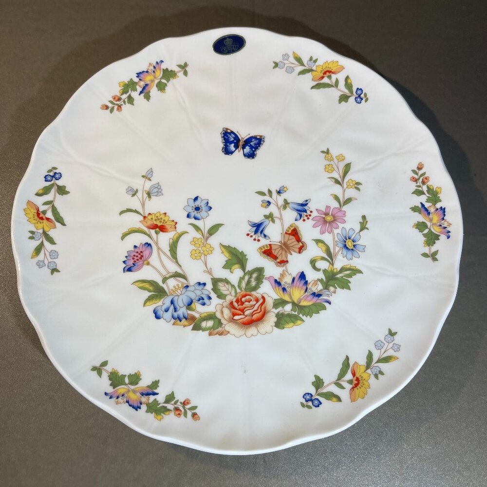 Aynsley COTTAGE GARDEN Butterfly Flower Decorative Plate 10 1/4 Bone China (402)